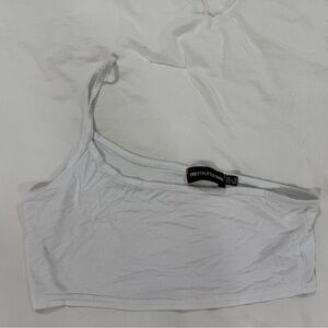 White one shoulder tank top